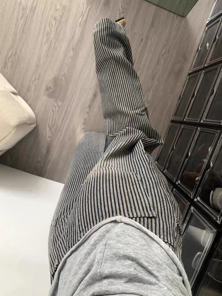 Cyflymder  American Y2K Striped Jeans Women High Waist Vintage Harajuku Denim Pant Streetwear Vintage Loose Female Casual Trousers