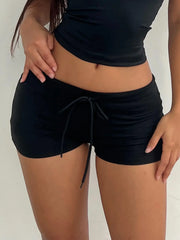 Cyflymder  Women's Low Waist Drawstring Shorts Slim Fit Casual Knit Pants Sporty Bottoms for All Seasons, Comfortable Home Wear