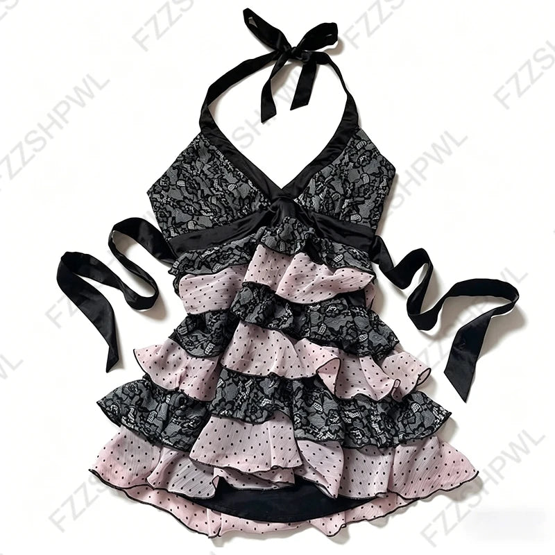 Cyflymder  Gothic Punk Y2K Women's Camisole Top Sexy Slim Fit Chic Fashion Lace-up Crop Tees Harajuku Aesthetics Kawaii Hotties Streetwear