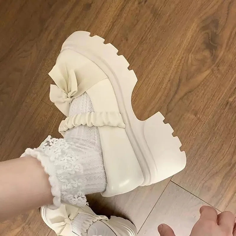 Cyflymder  Closed Toe Shoes for Women Casual  Bow Chunky Heel Loafers – Stylish Jane Shoes For Skirts