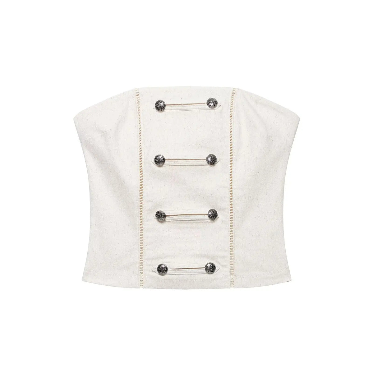 Cyflymder   Elegant Women's Raw White Strapless Tube Top Summer Sexy Double Breasted Corset Crop Top Female Sleeveless Streetwear