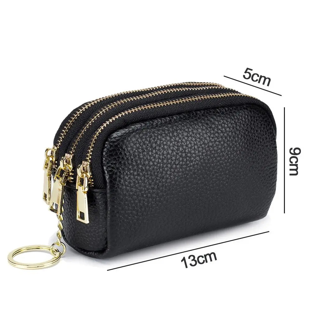 Cyflymder Genuine Leather Mini Pocket Zipper Small Money Bag Female Wallet Women Wallet Purse Short Card Coin Key Holder Change Pouch