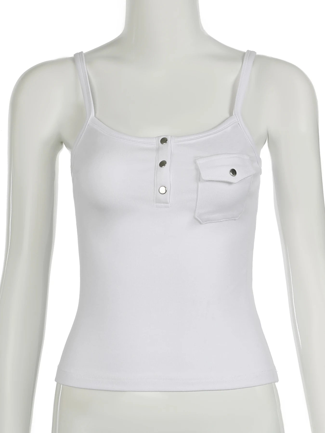 Cyflymder  Casual Solid Pockets Camis Top Sexy Slim Slash Neck Sleeveless Tank Toops Women 2024 Summer Fashion Streetwear Ladies
