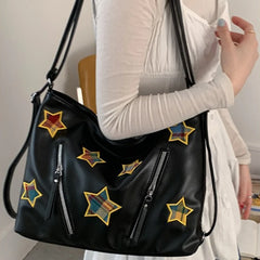 Cyflymder  Fashion Preppy Backpacks Casual Plaid Star Embroidery Crossbody Bags All Match Women Y2k Aesthetic Shoulder Handbags Streetwear