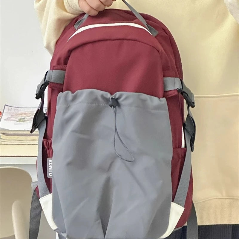 Cyflymder  Outdoor Sports Contrast Color Drawstring Schoolbags Men Y2k Casual Travel Backpack High-capacity Backpacks for Women Students