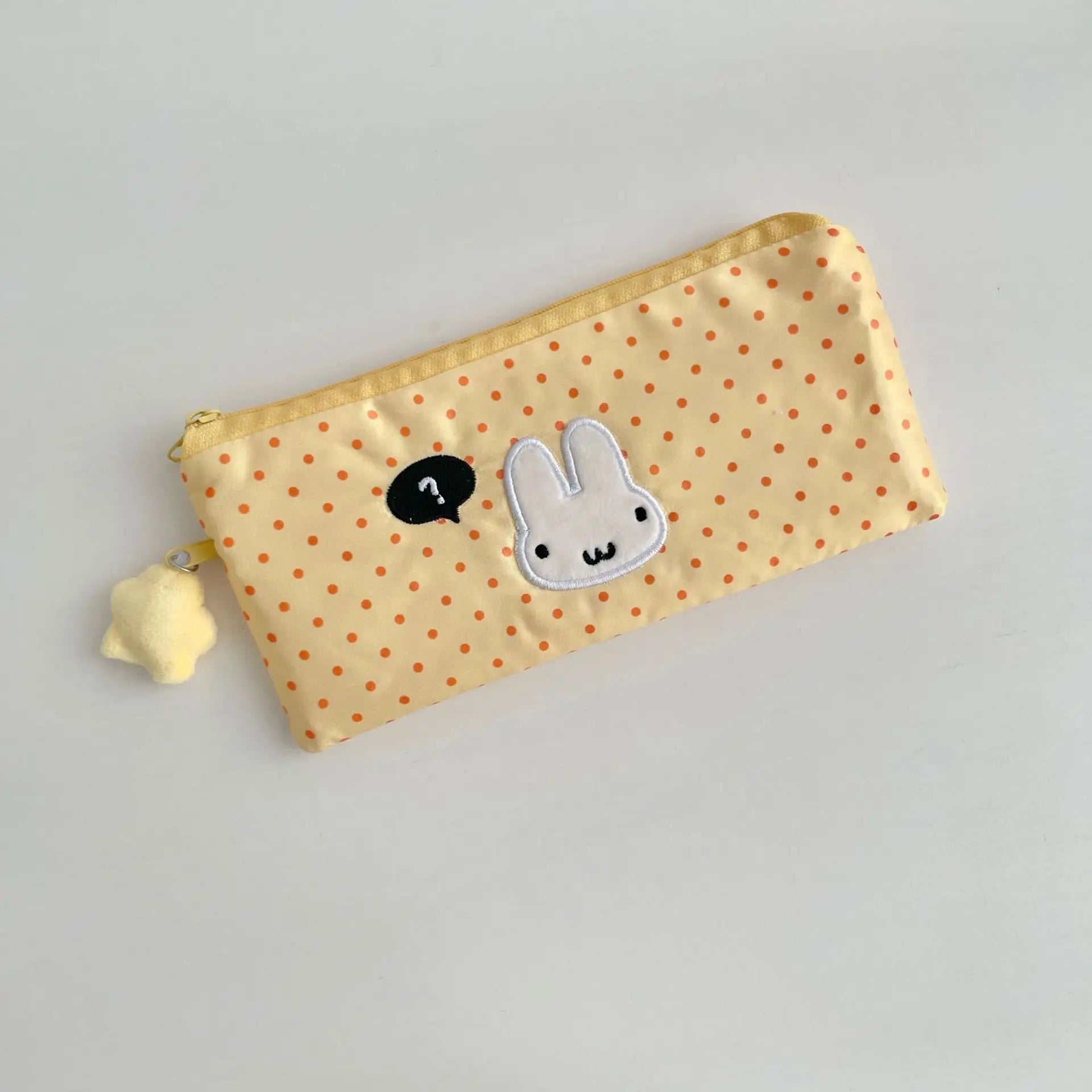 Cyflymder  1 Piece Beige Yellow Pencil Case for Kids Girl Casual Korean Fashion Polk Dot Stationery Ita Badge Clip Storage Bag Pencil Pouch