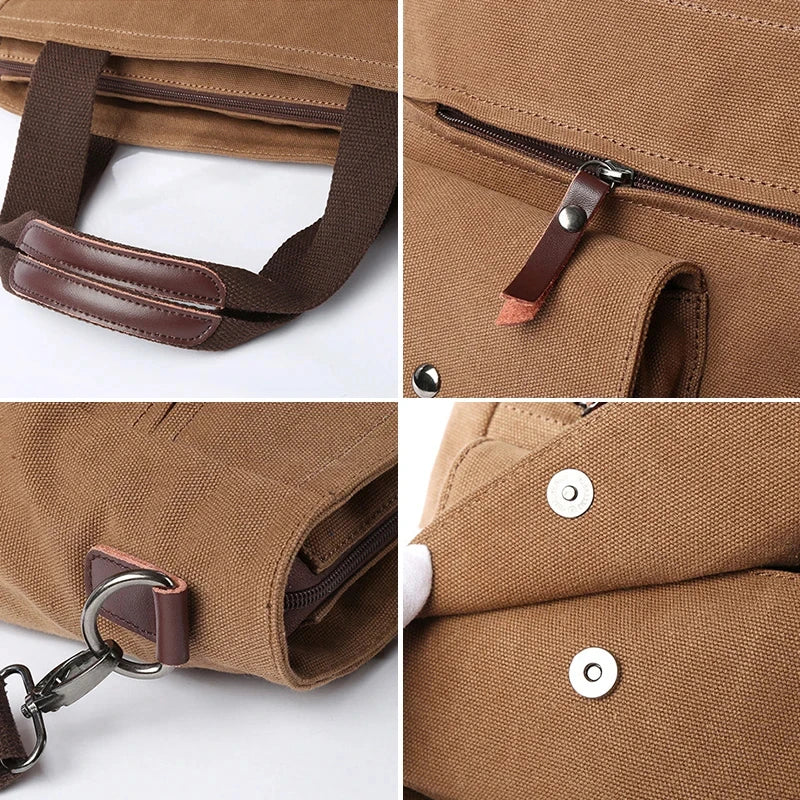 Cyflymder  Men Canvas Messenger Bag Crossbody Bags Unisex Sling Bag Shoulder Bag for Travel Work College Vintage Men's Handbags Briefcase