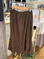 Cyflymder  Brown Lace Trim Long Skirts Women New Cotton Drawstring High Waist Preppy Style Faldas Female Classic Vintage Sweet A-line Skirt