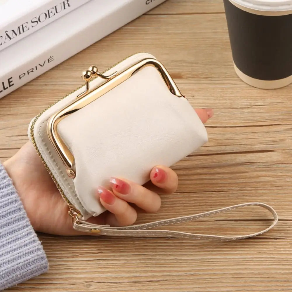 Cyflymder Women Short Wallets Female Short Hasp Coin Purses Ladies Portable PU Leather Money Bag Large Capacity Card Holders Clutch