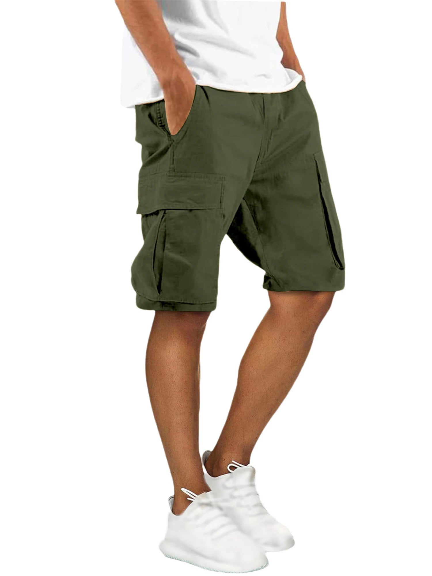 Cyflymder  Men s Lightweight Quick Dry Cargo Shorts with Elastic Waistband and Multiple Pockets for Outdoor Activities