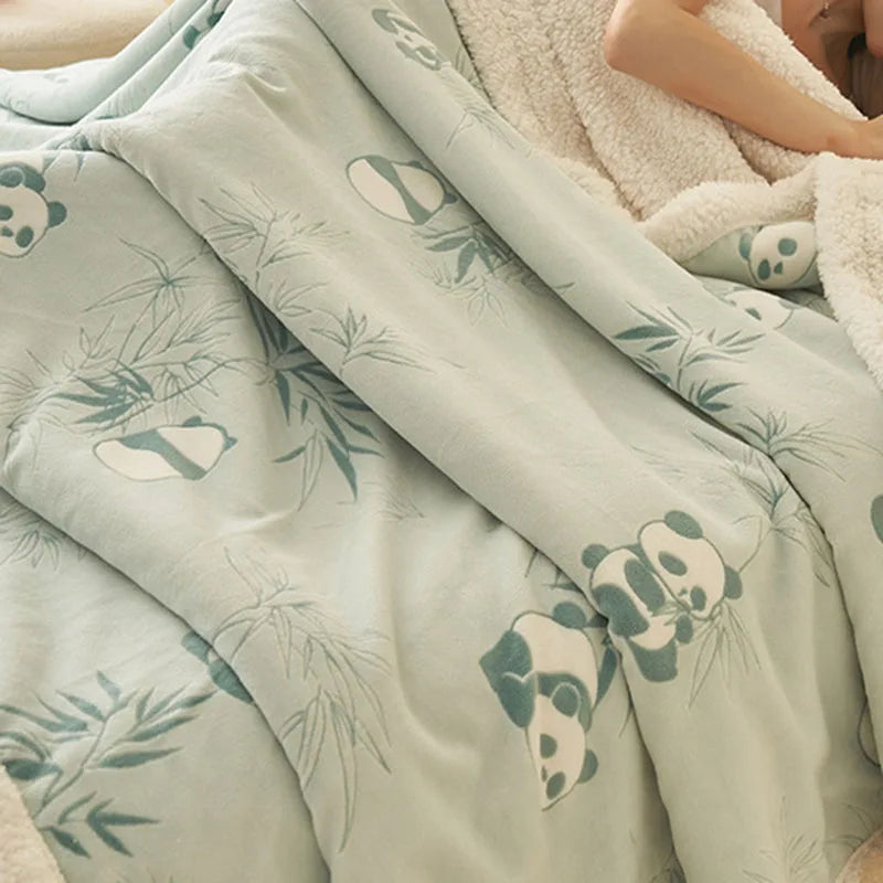 Cyflymder  European 3D Carved Milk Velvet Winter Blanket Thickened Lamb Wool Blanket for Living Room Sofa Soft Warm Nap Quilt for Office