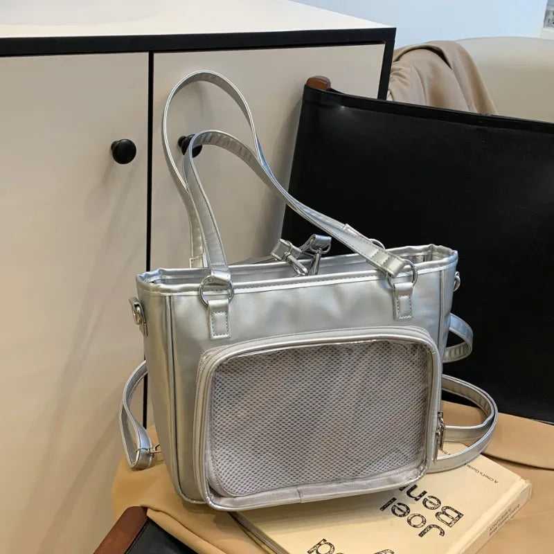 Cyflymder  Korean Y2k Aesthetic Transparent Backpacks Vintage All Match Casual Shoulder Ita Bags Streetwear Women Simple Handbags Crossbody