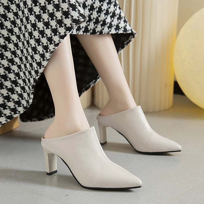 Cyflymder  Women Pointed Toe Slippers Elegant High Heels Shoes Fashions Autumn Slingback Sandals Fashion New Brand Dress Chaussures