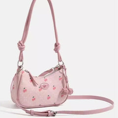 Cyflymder  Sweet Cute Strawberry Underarm Bag Women Double Knot Pendant Shoulder Bags Ladies Fashion Diamond Pattern Commuter Crossbody Bag
