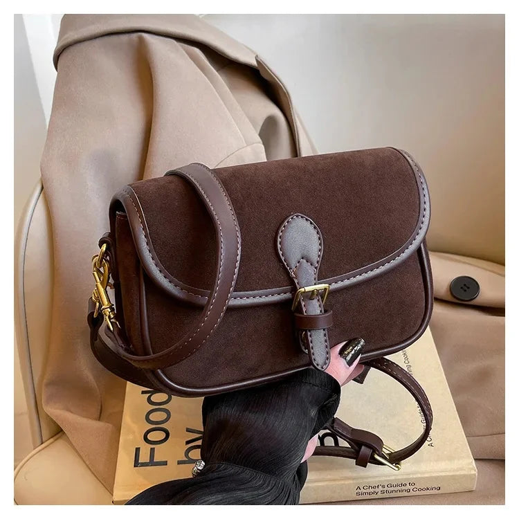 Cyflymder  New Ladies Vintage Saddle Bag Simple Commuter Crossbody Bag Soft Texture Bean Curd Square Bag Elegant Versatile Shoulder Bag