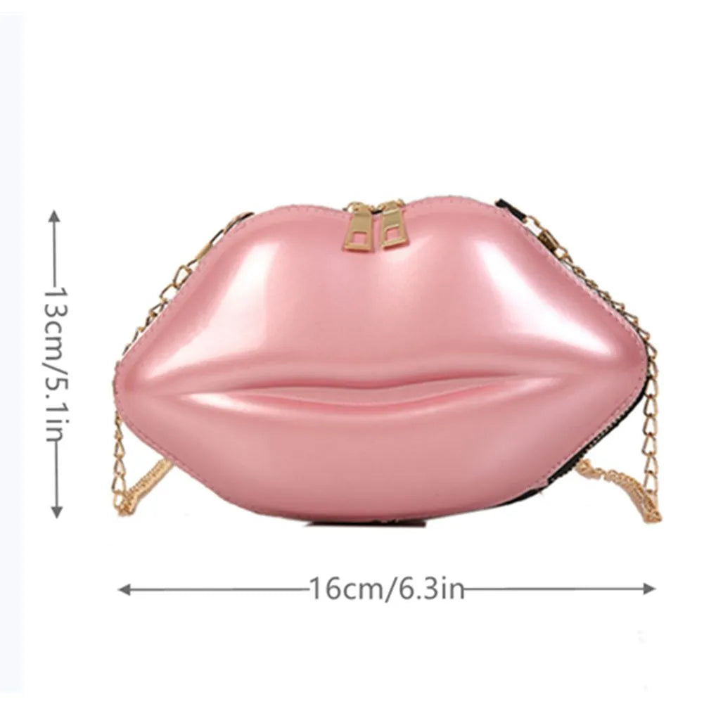Cyflymder Clutches Messenger Bag Coin Bag Chain Tote Bag Lips Shape Chain Shoulder Bag PVC Handbags Lip Satchel Mini Crossbody Messenger