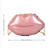 Cyflymder Clutches Messenger Bag Coin Bag Chain Tote Bag Lips Shape Chain Shoulder Bag PVC Handbags Lip Satchel Mini Crossbody Messenger
