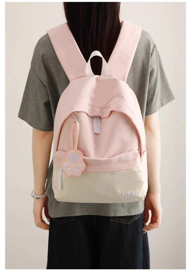 Cyflymder  Contrast Color Patchwork Simple College Students Backpack Sweet Y2k Aesthetic Casual Schoolbags Women All Match Chic Schoolbags
