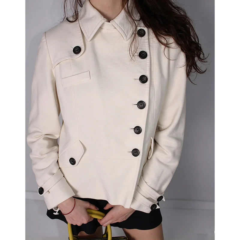 Cyflymder   Vintage Y2K College Women's Collar New Coat High Street Buckle Fashion Long Sleeve Casual Gothic Punk Sexy Street Harajuku
