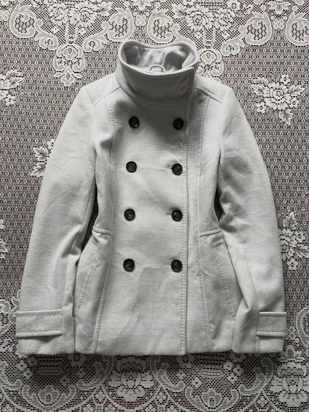 Cyflymder  Y2K Fashion Female High Neck Double Breasted Coat Slim Fit Short Winter Warm Casual Outerwear Simple Fashion Personality Surcoat