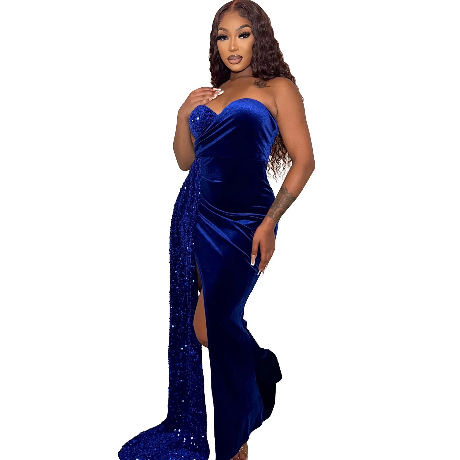 Cyflymder  Sexy Patchwork Dress Swing Wrap Breast Split Off Shoulder Maxi Vestidos Ruched Sleeveless Nightclub Party Women Dresses
