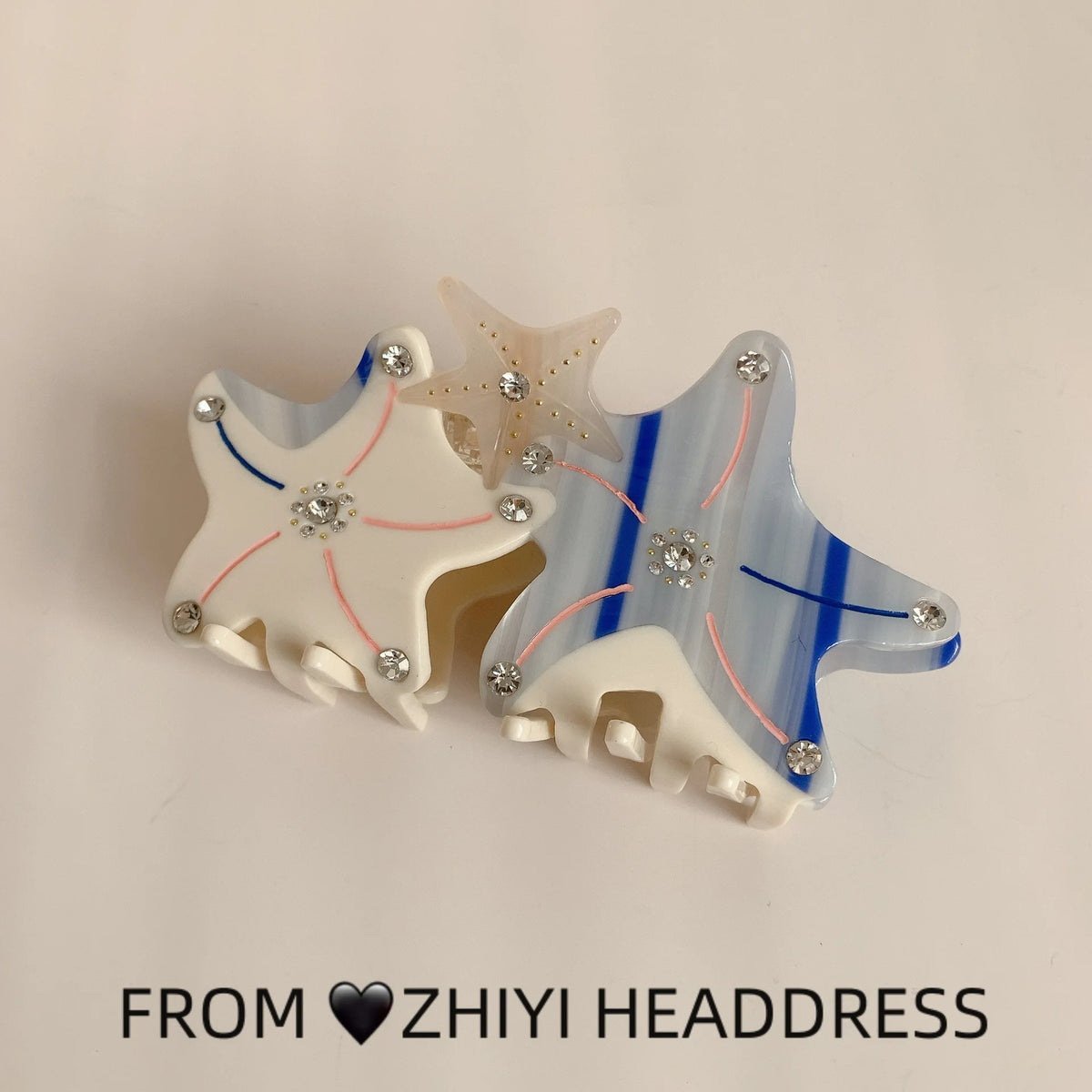 Cyflymder  Acrylic Hair Clip Cream Blue Jelly Starfish Large Claw Summer Bow Shark Clip For Women Thick Hair Fashion accessory Gift