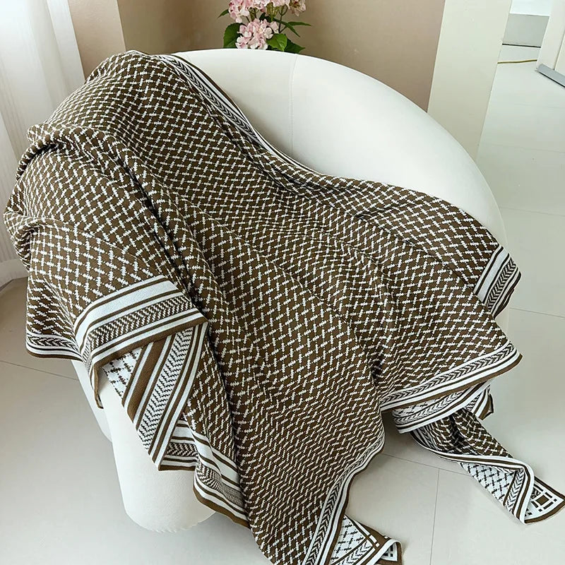 Cyflymder  European Knitted Summer Nap Air Conditioning Blanket Simple Bed End Towel for Hotels and Homestays Cozy Office Home Sofa Cover