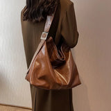 Cyflymder Women PU Bag Vintage Zipper SOFT High-Capacity Tote Bag Shoulder Bag Purses and Handbags Office Lady All-match