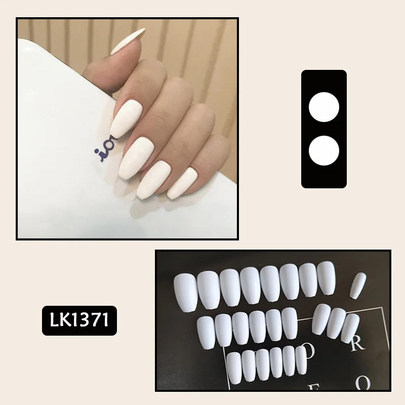 Cyflymder 24Pcs/Set Almond Gradient Press On Nail Art Wearable Fake Nails Pointed Simple Ballet Coffin Reusable False Nails Tips Finished