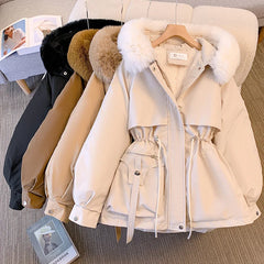 Cyflymder WINTER OUTFITS New Fashion Women Winter Jacket Fake Fur Collar Oversized Long Coat Hooded Warm Lining Female Puffer Jacket Parkas Mujer