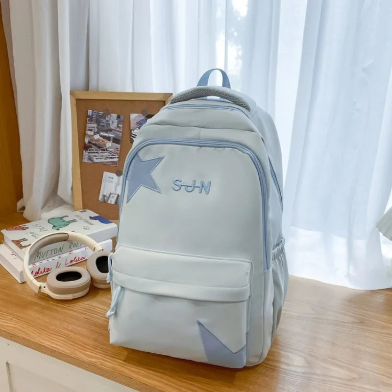 Cyflymder  Korean Ins High-capacity Star Letter Embroidery Schoolbags Preppy All Match Vintage Students Backpack Y2k Aesthetic Backpacks