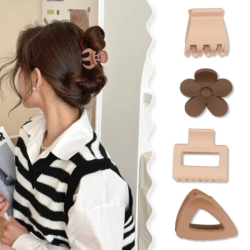 Cyflymder New Fashion Coffee Color Three-piece Set Frosted Geometric  Hairpin Hair Clip Barrettes for Women Girl Hair Accessorie Headwear