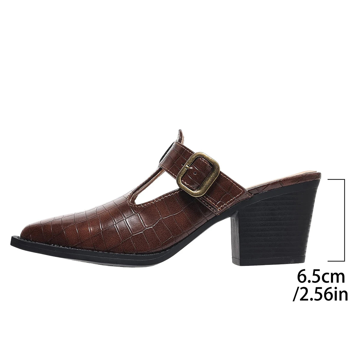 Cyflymder  Pointed Toe Designer Shoes Woman Women's Mules with 6.5cm High Heels Pumps Women Offers Summer Footwear Ladies Buckle Shoe