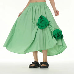Cyflymder  Three-dimensional Flower Bud Skirt, Flower Decoration Half-skirt, Spring New Design Irregular Skirt