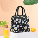Cyflymder Insulated Lunch Bag Fresh Little Daisy Print Portable Box Multifunctional Insulation