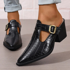 Cyflymder  Pointed Toe Designer Shoes Woman Women's Mules with 6.5cm High Heels Pumps Women Offers Summer Footwear Ladies Buckle Shoe