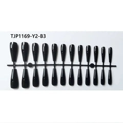 Cyflymder  24pcs/box False Nails With Design French White Black Full Cover ABS Press On Fake Nails Sets With Glue Long Artifical Nails