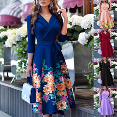Cyflymder  Faionable V-ne Belted Svel Dr Women's Mid-length Skirt Sle Spring Summer New Arrival Polyester Fiber