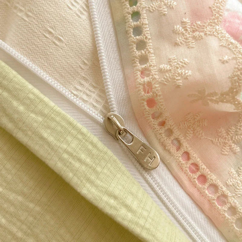 Cyflymder  New A-Class Hollow Lace Bedding Set Fitted Sheet Quilt Cover Pillowcase for Spring Summer Korean Skin Friendly Cozy Bedclothes