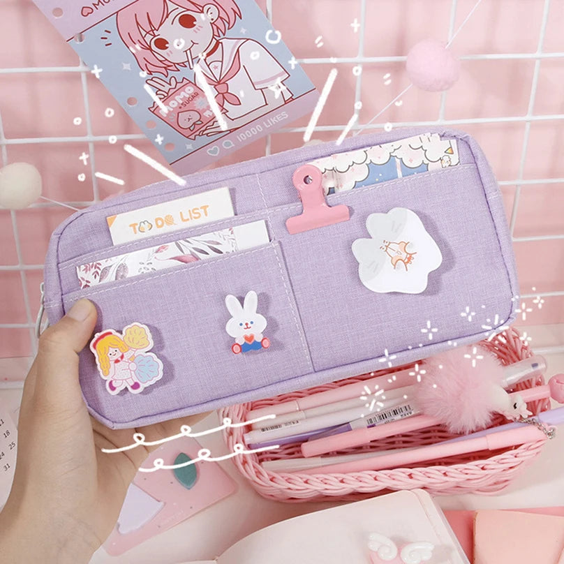 Cyflymder Cute Pencil Case Trousse Scolaire Pencil Cases For Girls Random Brooch Estojo Escolar Pencilcase Kawaii Stationery Pencil Pouch