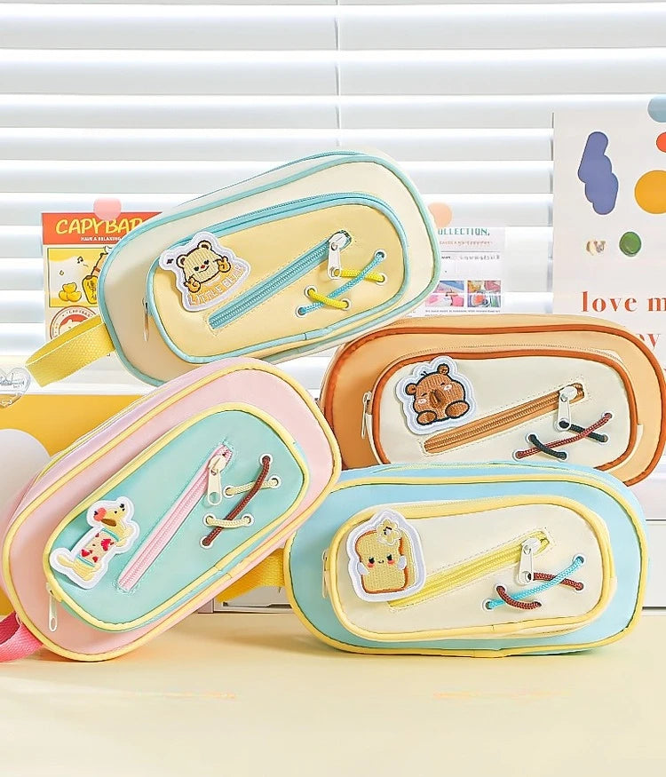 Cyflymder  Gallery-Worthy Puff Pencil Case  Quilted Makeup Organizer Holds 50+ Pens Kawaii Study Stationery Storage Bag Back To School