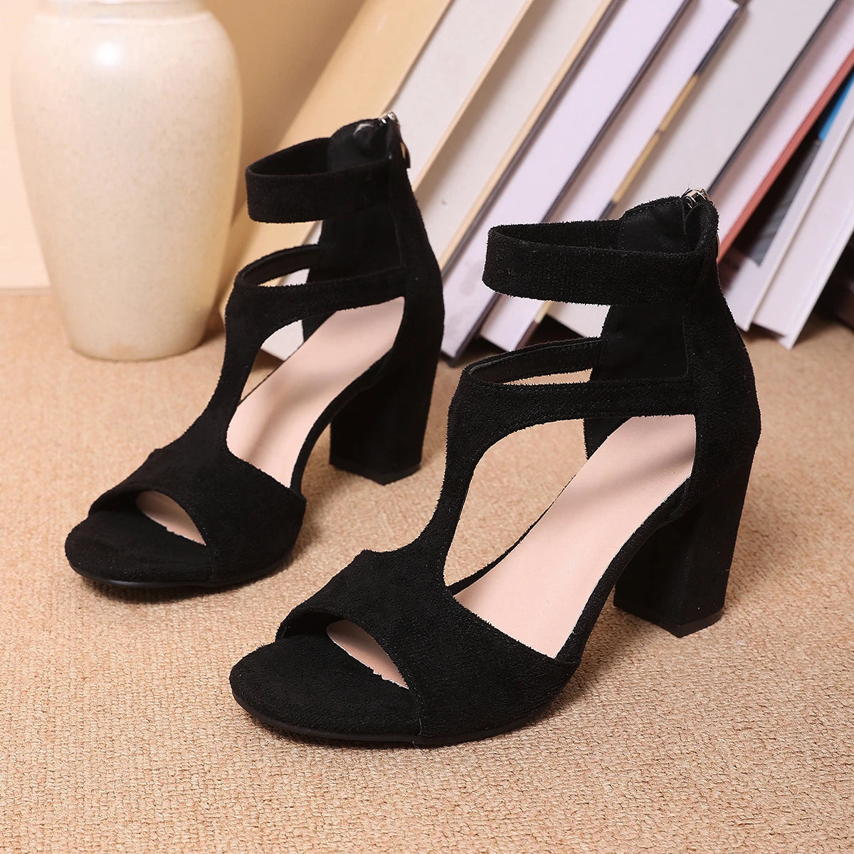 Cyflymder  Women Sandals Sexy Open Toe Ankle Strap High Heels Ladies Shoes Chunky Heels Summer Party Wedding Plus Size Shoes