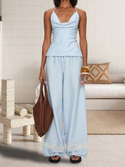 Cyflymder  Women s 2 Piece Casual Outfits Sleeveless Floral Print Crop Tops High Waist Wide Leg Pants Set Boho Chic Summer Fashion