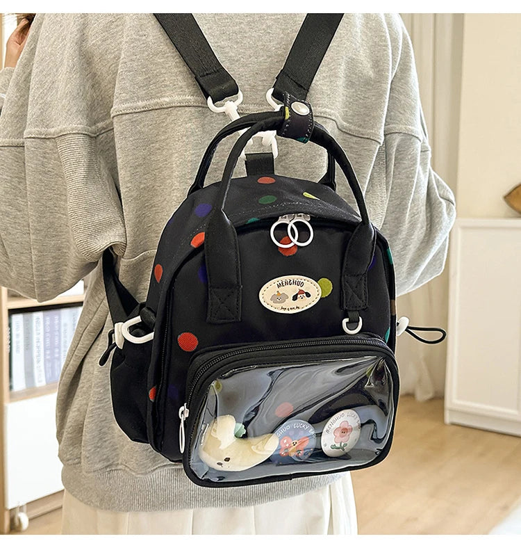Cyflymder  Transparent Fashion Preppy Mini Backpacks Sweet Kawaii Star Print Ita Bags Y2k Aesthetic Students Casual Travel Schoolbags Women