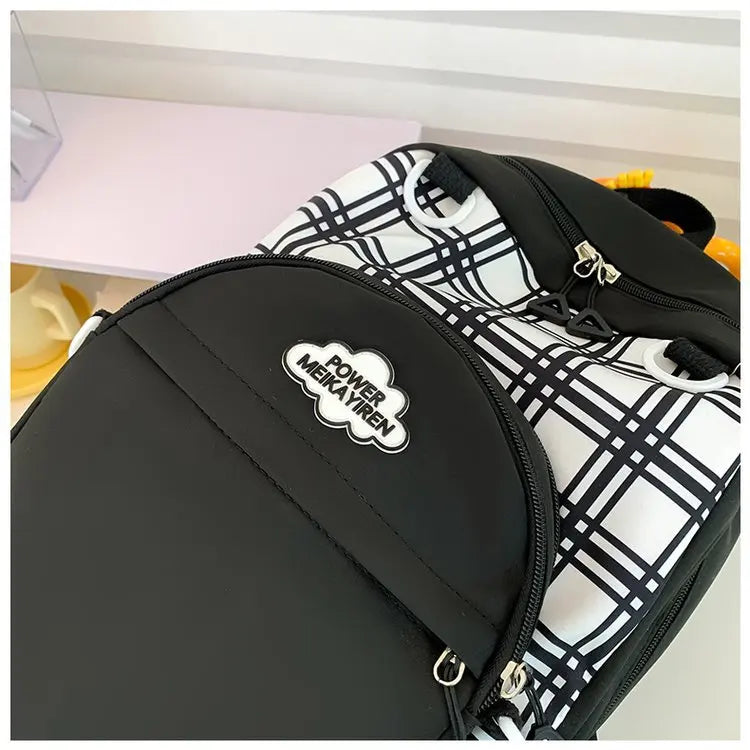 Cyflymder  Y2k Aesthetic Contrast Color Plaid Schoolbags Women Preppy Kawaii All Match Ita Bags Transparent High-capacity Student Backpacks