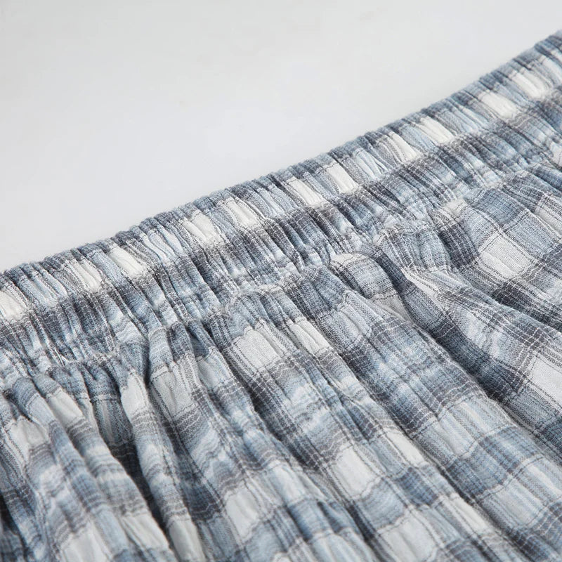 Cyflymder  Casual Sweet Plaid A-Line Skirts Holiday Mid-Waisted Maxi Skirts Women 2025 Summer Fashion Streetwear Preppy Style Lady