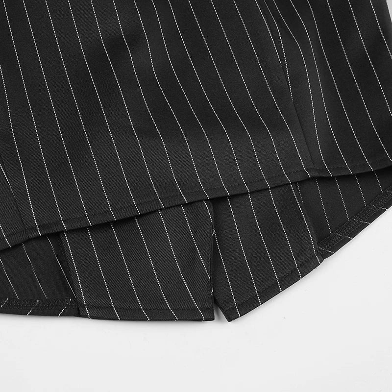 Cyflymder  Elegant Fashion Striped Pants Sets Women 2025 Sexy Slim 2 Piece Sets V-Neck Sleeveless Crop Tops Mid-Waisted Suit Pants
