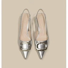 Cyflymder   Brand Woman Slingback Shoes Fashion Spring New Ladies High Heels Elegant Med Heel Pointed Toe Slip on Sandal Mules