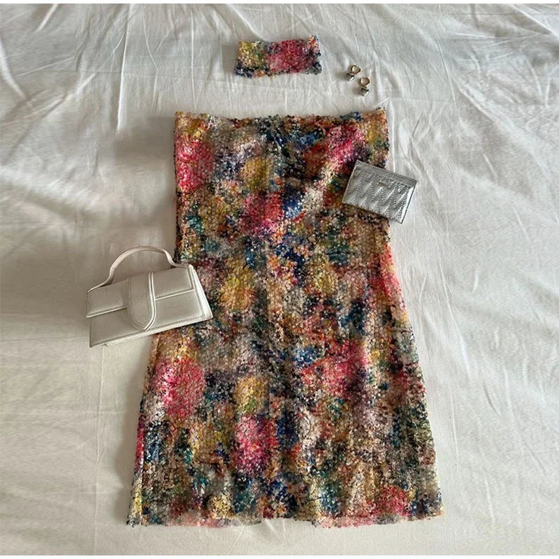 Cyflymder  Sexy Print Sequined Women Dress Beach Sleeveless Backless Hip Package Zippers Dresses 2025 Summer Fashion Lady Streetwears