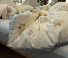 Cyflymder  Cute cartton bear dog heart cherry polka dot bedding set,twin full queen cotton home textile bed sheet pillow case duvet cover